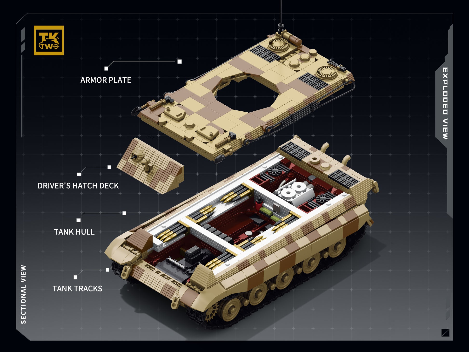 TK Two King Tiger Tank Model Kit - 拆分2.jpg