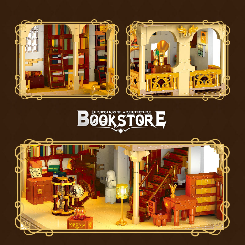 JIESTAR European Style Bookstore [Including Led Lighting Accessories*7 Pieces] Building Block Set - 57015-2.jpg
