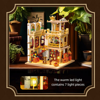 JIESTAR European Style Bookstore [Including Led Lighting Accessories*7 Pieces] Building Block Set - 57015-3.jpg