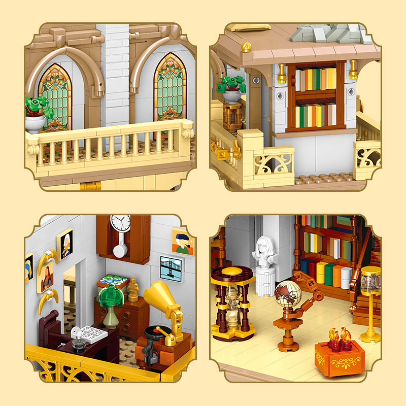 JIESTAR European Style Bookstore [Including Led Lighting Accessories*7 Pieces] Building Block Set - 57015-4.jpg