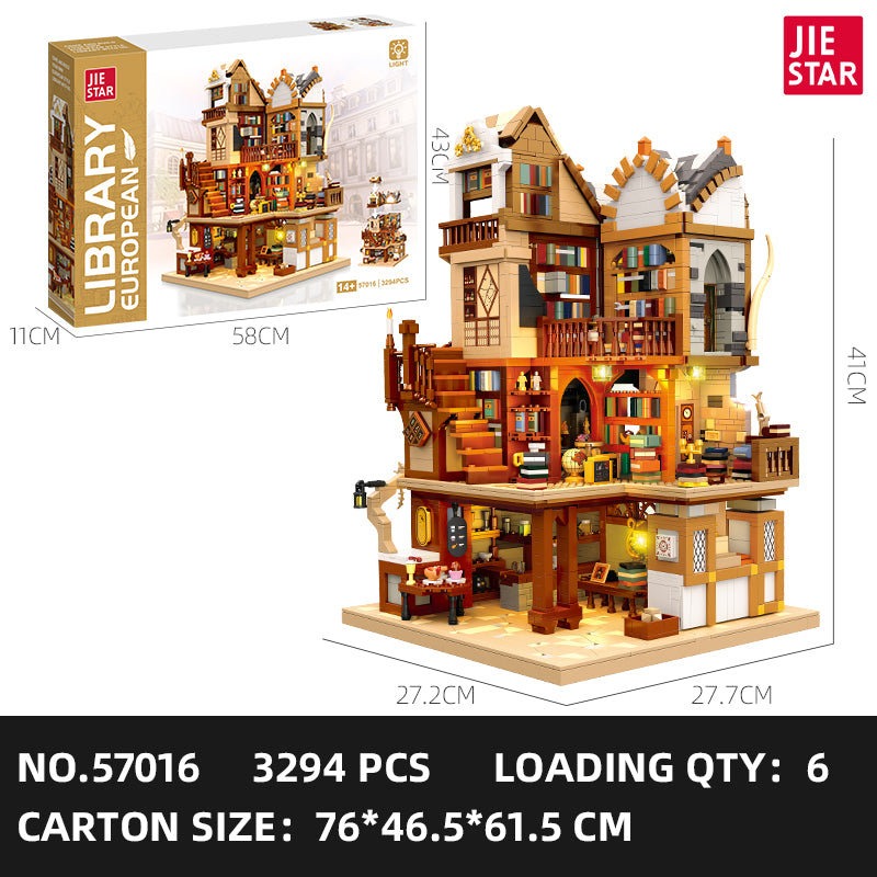 JIESTAR Medieval European Library Building Block Set with LED Lights SKU image - 57016-sku.jpg