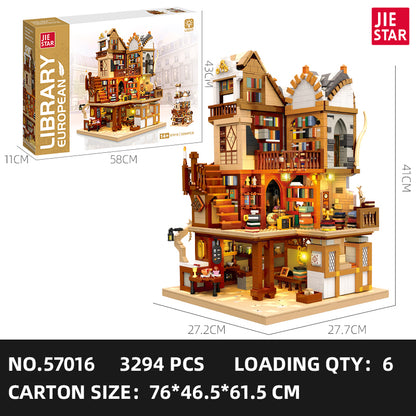 JIESTAR Medieval European Library Building Block Set with LED Lights SKU image - 57016-sku.jpg