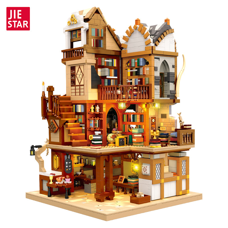 JIESTAR Medieval European Library Building Block Set with LED Lights - 57016-白底.jpg