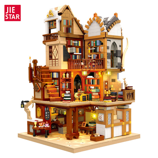 JIESTAR Medieval European Library Building Block Set with LED Lights - 57016-白底.jpg