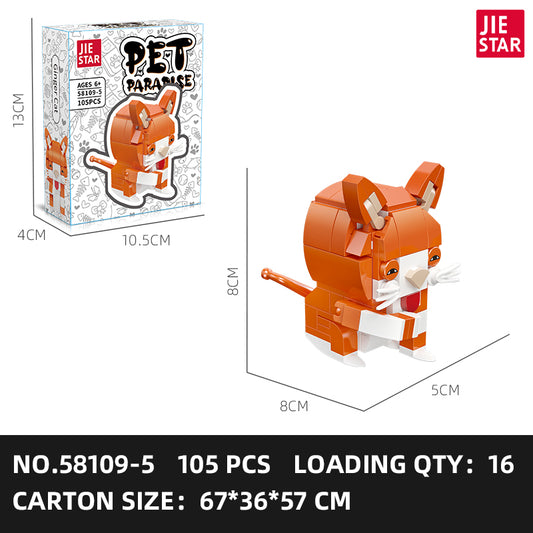 JIESTAR Cute Pet Paradise Series [12 Small Styles] Building Block Set - 58109-白底-2.jpg