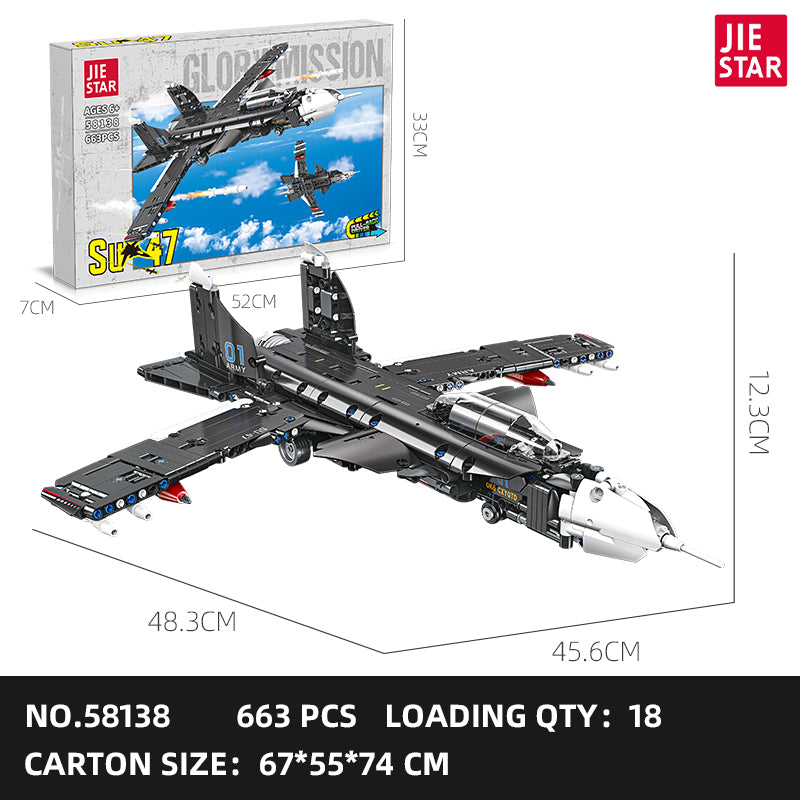 JIESTAR Su-47 Building Block Set SKU image - 58138-sku.jpg