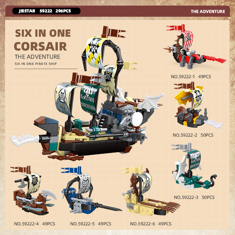 JIESTAR Pirate Ship [6 Small Styles] Building Block Set - 59222-2.jpg