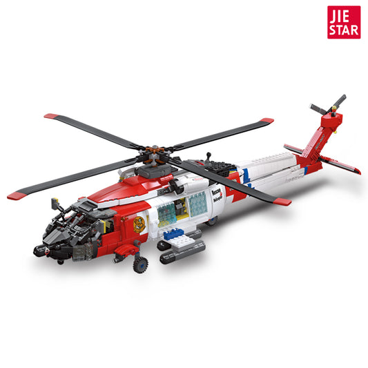 JIESTAR Mh-60T Eagle Rescue Helicopter Building Block Set - 61048-白底.jpg