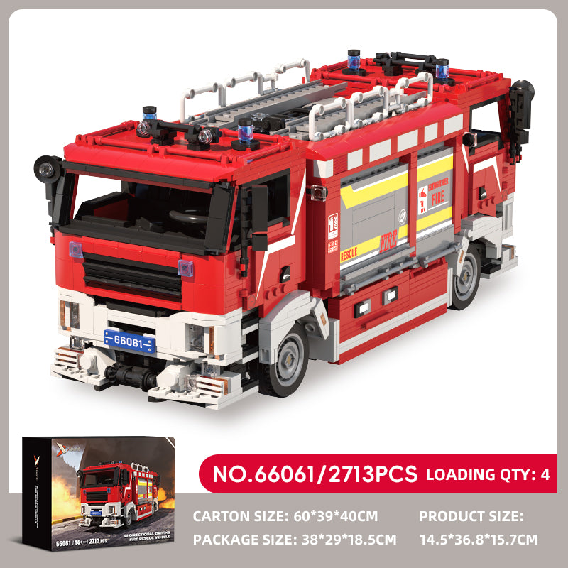 Xbert Bi-Directional Driving FIRE Rescue Vehicle Building Block Set SKU image - 66061-sku.jpg