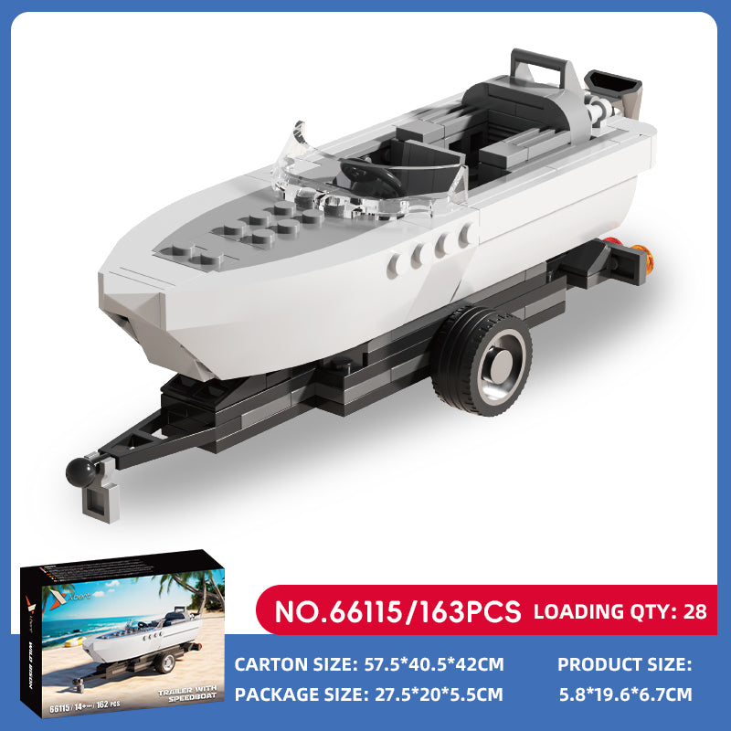 Xbert Trailer WITH Speedboat Building Block Set SKU image - 66115-sku.jpg