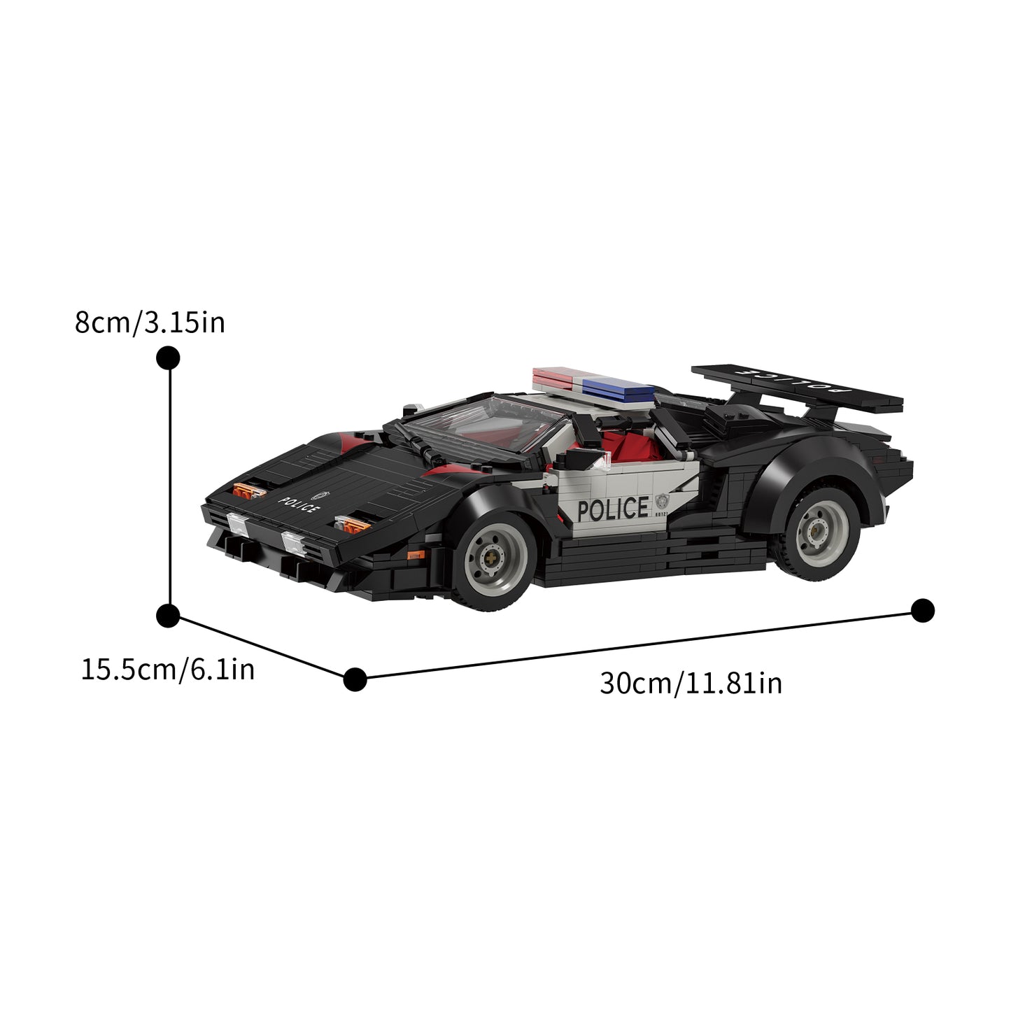 Xbert Police Super Racer Model Kit SKU image - 66121-尺寸-01.jpg