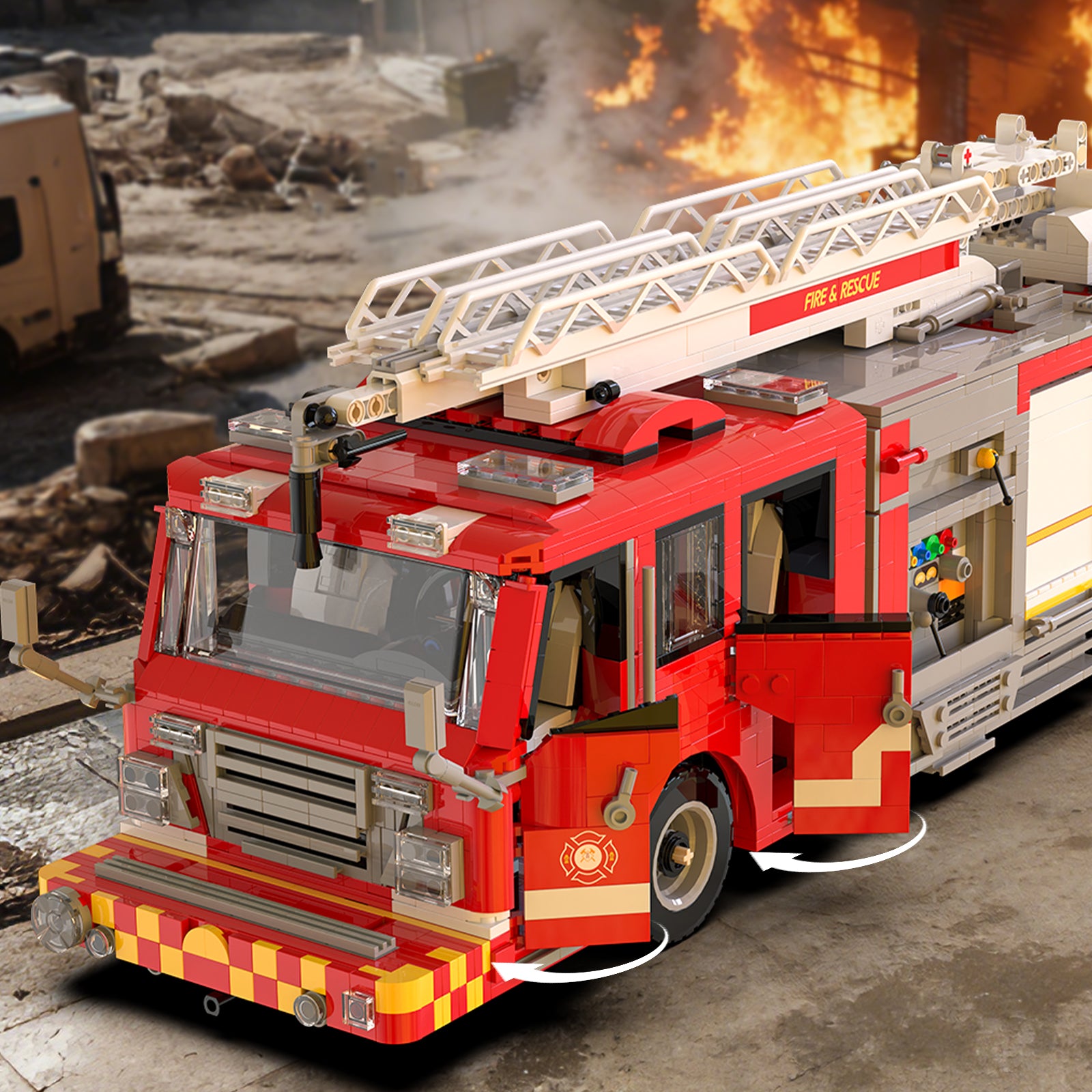 Xbert US Firetruck Elevated Water Towers Building Block Set - 66148-3.jpg
