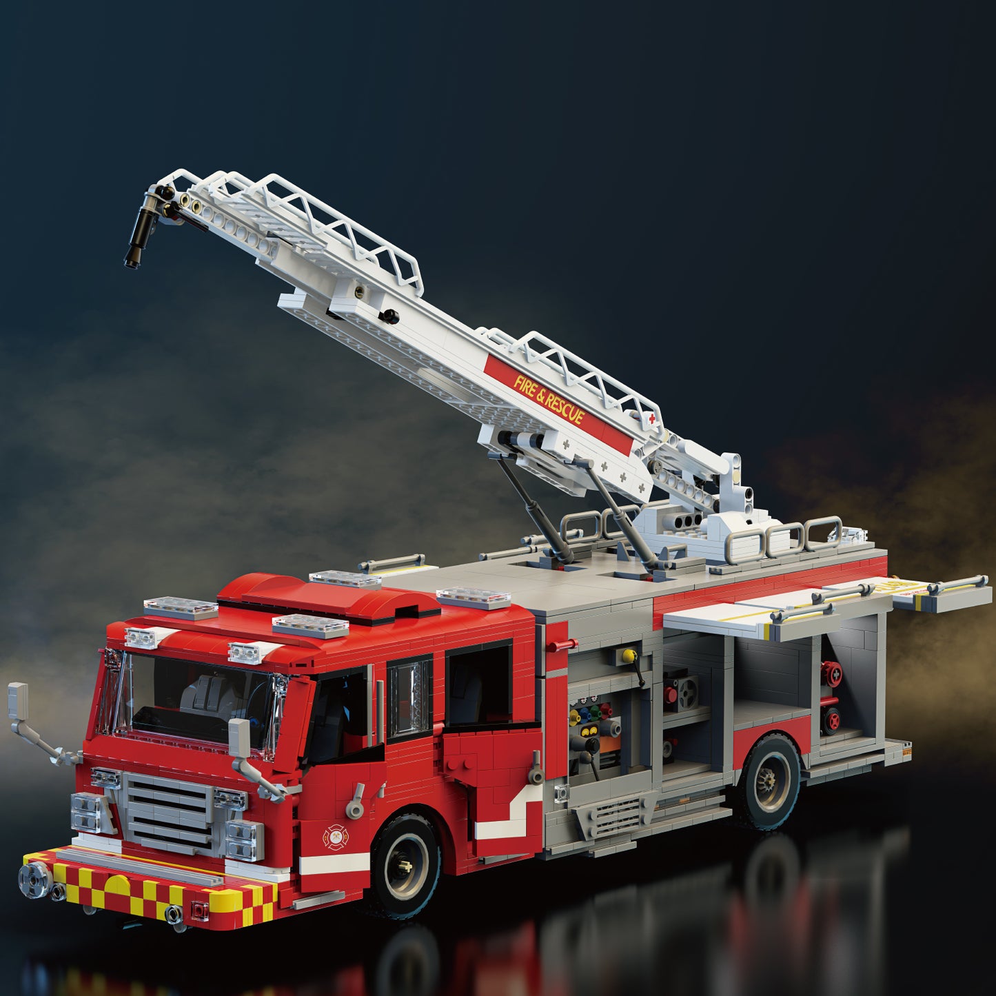 Xbert US Firetruck Elevated Water Towers Building Block Set - 66148-7.jpg