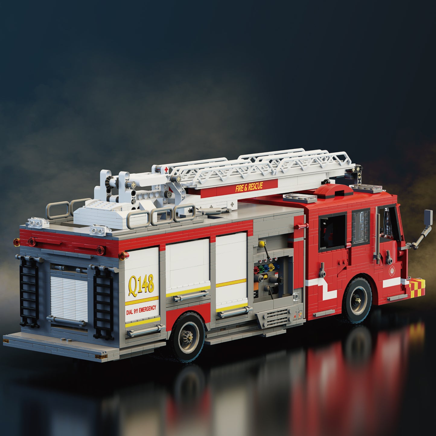 Xbert US Firetruck Elevated Water Towers Building Block Set - 66148-8.jpg