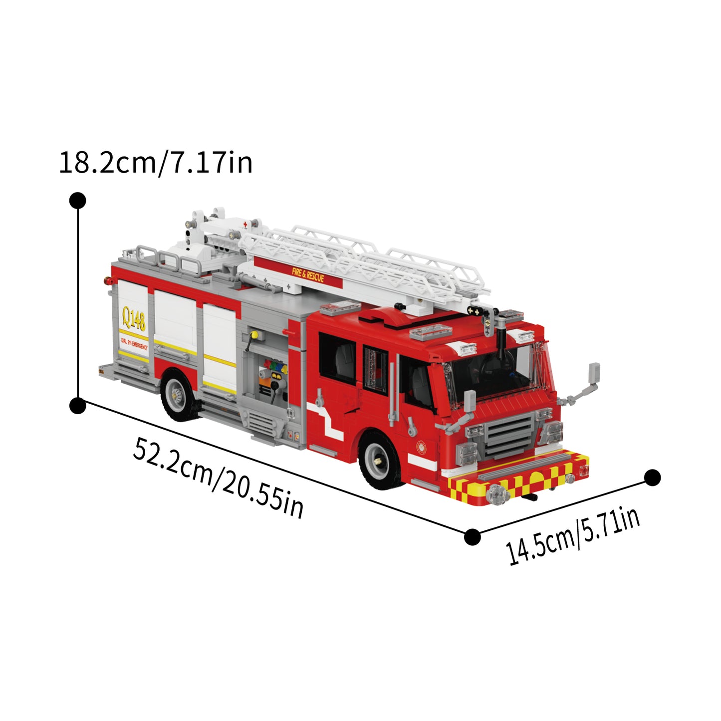 Xbert US Firetruck Elevated Water Towers Building Set SKU image - 66148-尺寸-01.jpg