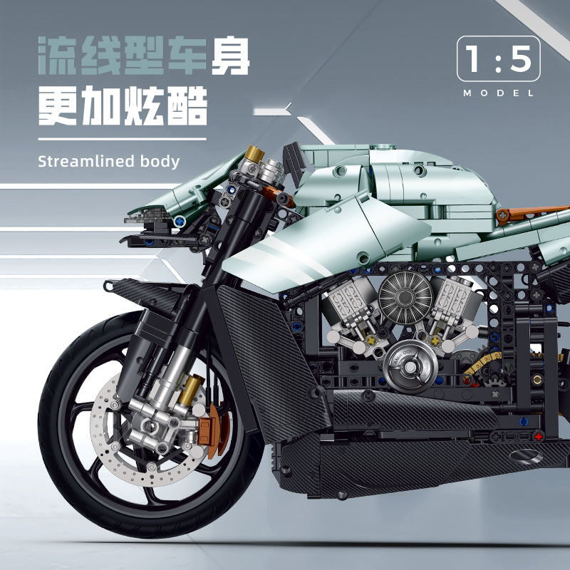 GULY 1:5 Electroplated Technic Motorcycle Model Kit 60505 - 800主图-4.jpg