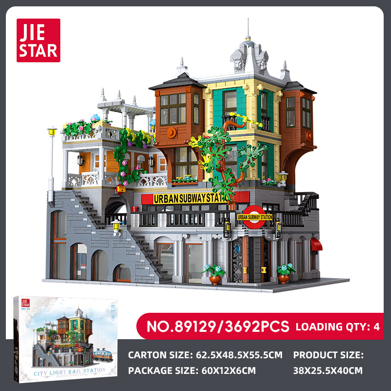 JIESTAR 城市轻轨站 带二维码灯线 Building Block Set SKU image - 89129-sku.jpg