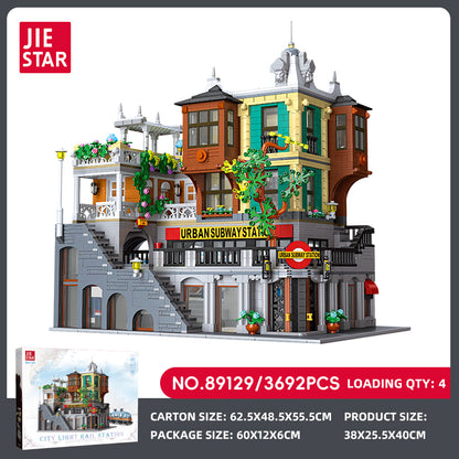 JIESTAR 城市轻轨站 带二维码灯线 Building Block Set SKU image - 89129-sku.jpg
