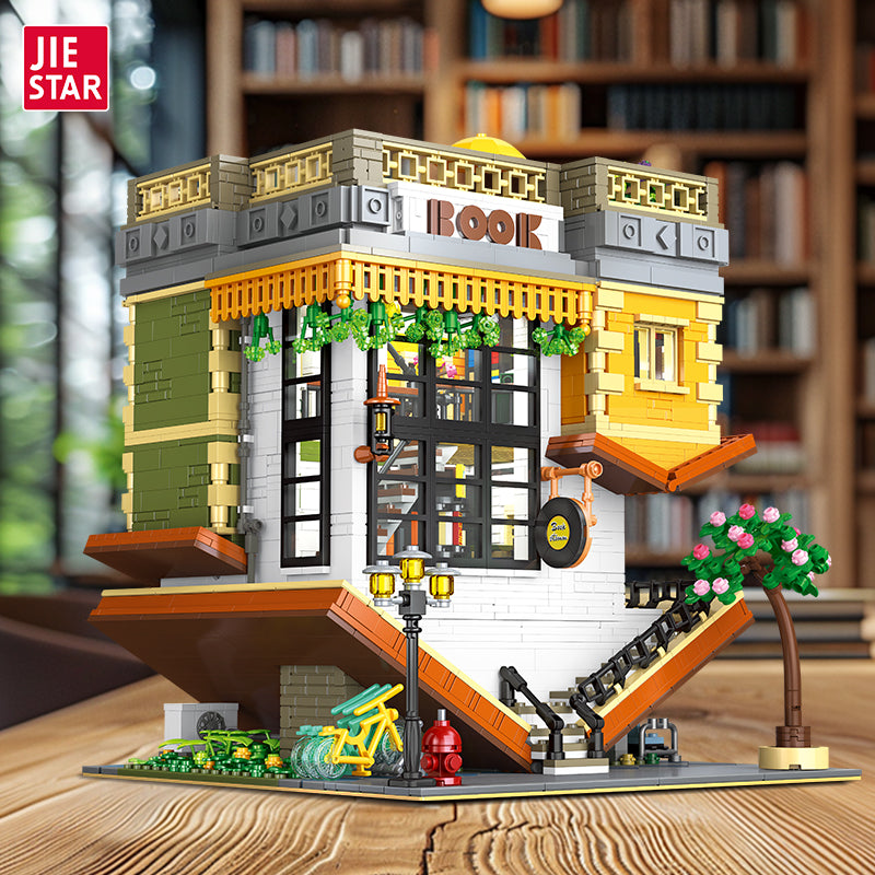 JIESTAR Upside Down Bookstore With Qr Code Light Line Building Block Set - 89130-1.jpg