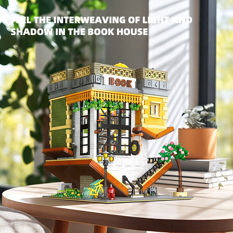 JIESTAR Upside Down Bookstore With Qr Code Light Line Building Block Set - 89130-2.jpg