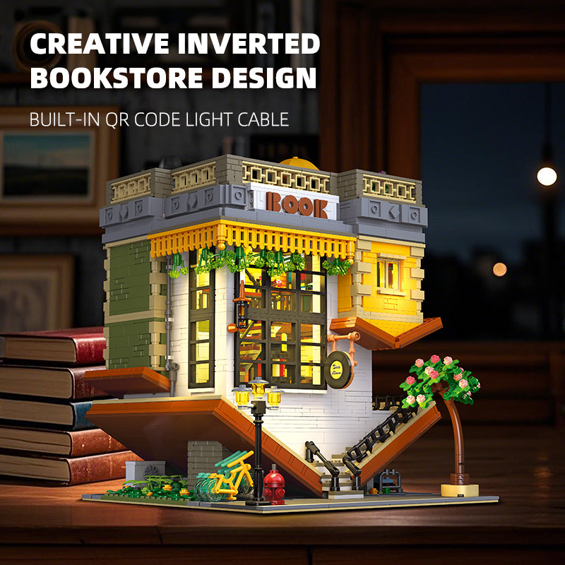 JIESTAR Upside Down Bookstore With Qr Code Light Line Building Block Set - 89130-3.jpg