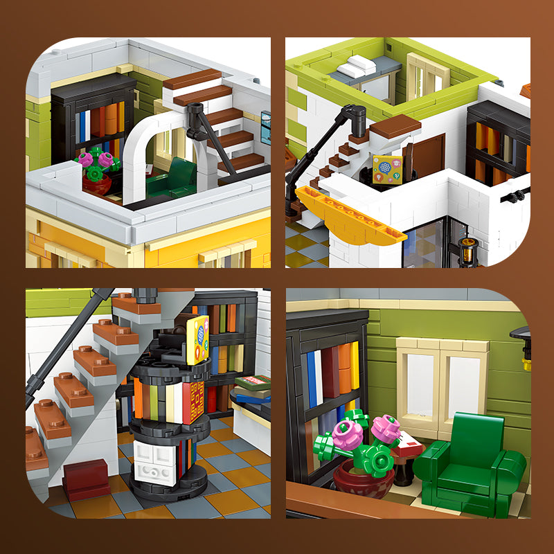 JIESTAR Upside Down Bookstore With Qr Code Light Line Building Block Set - 89130-4.jpg