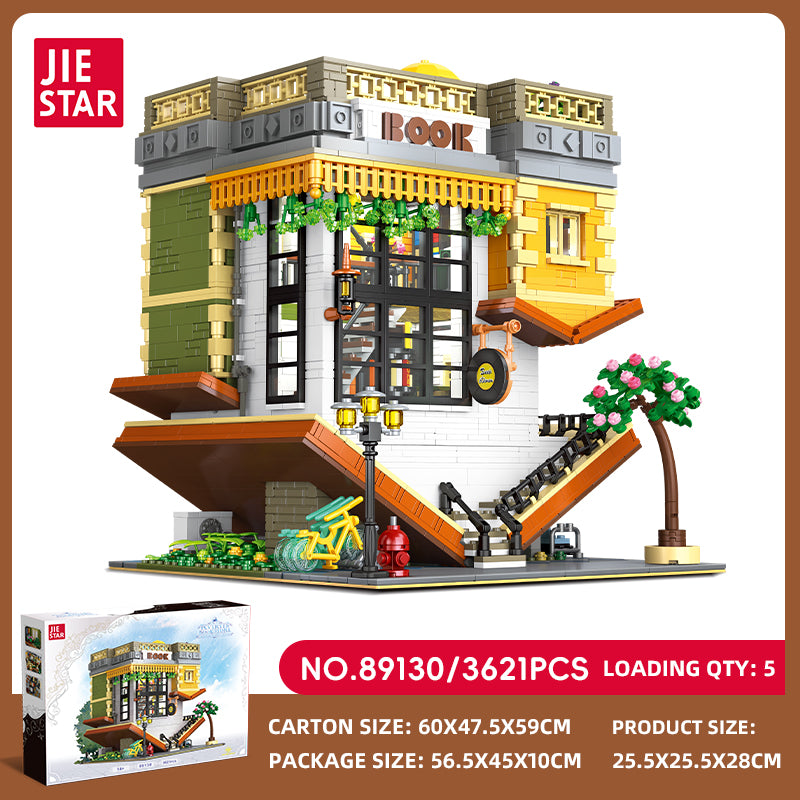 JIESTAR Upside Down Bookstore With Qr Code Light Line Building Block Set SKU image - 89130-sku.jpg
