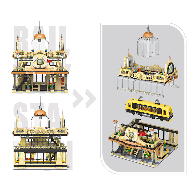 JIESTAR 欧式火车站 【含灯光件】 Building Block Set - 89136-2.jpg