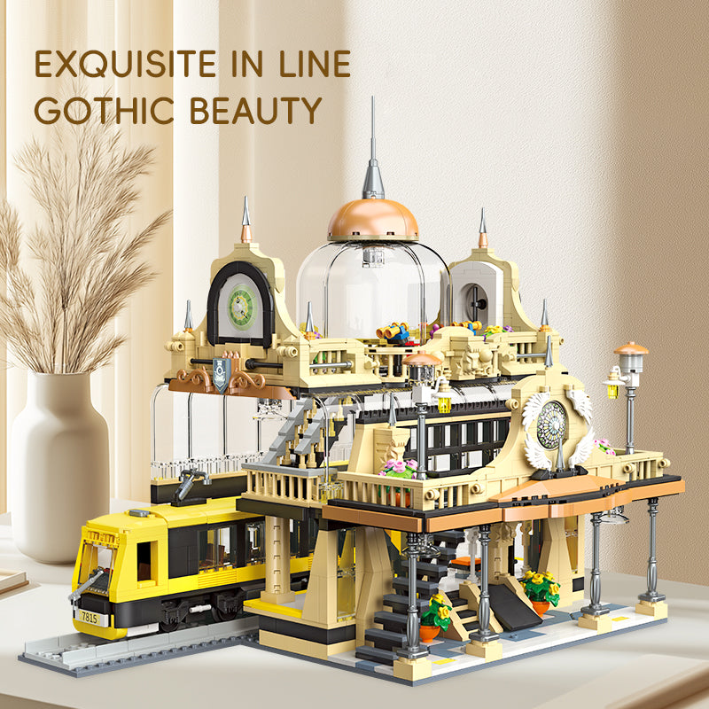 JIESTAR 欧式火车站 【含灯光件】 Building Block Set - 89136-3.jpg