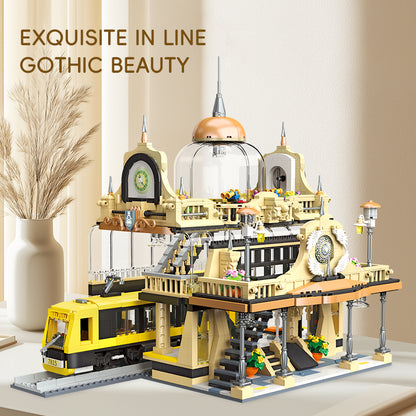 JIESTAR 欧式火车站 【含灯光件】 Building Block Set - 89136-3.jpg