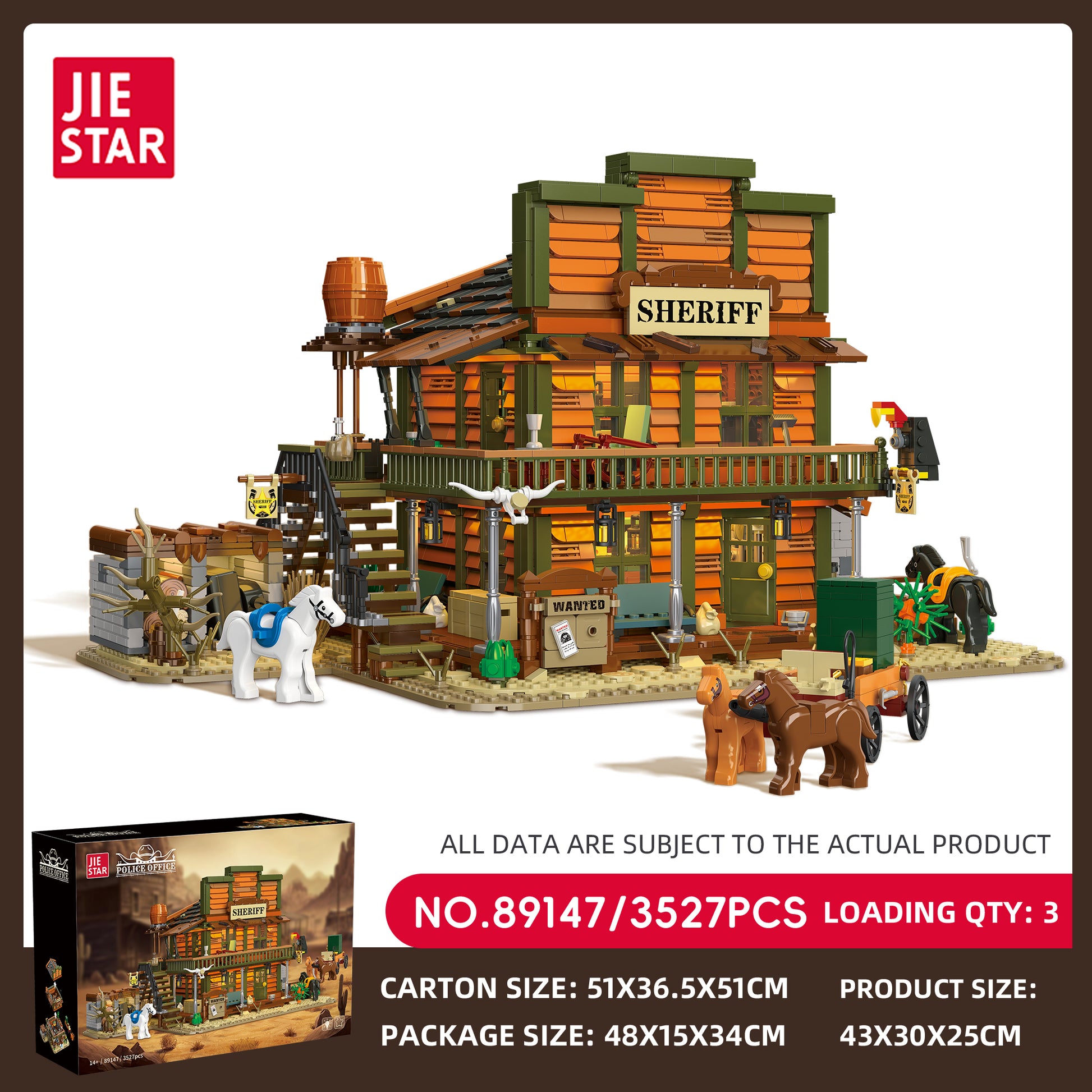 JIESTAR Sheriff'S Office Building [Including Lighting Accessories] Building Block Set SKU image - 89147-sku.jpg