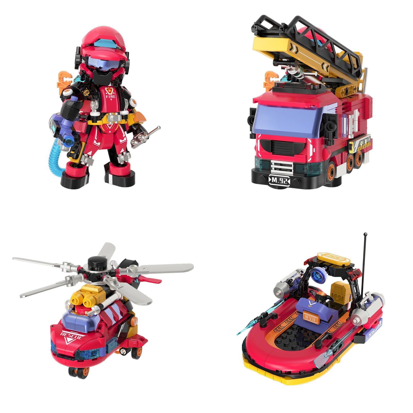 iBlock Rescue Team 4-Model Kit - IB1101-1-IB1101-4__combined-white-4-model.jpg
