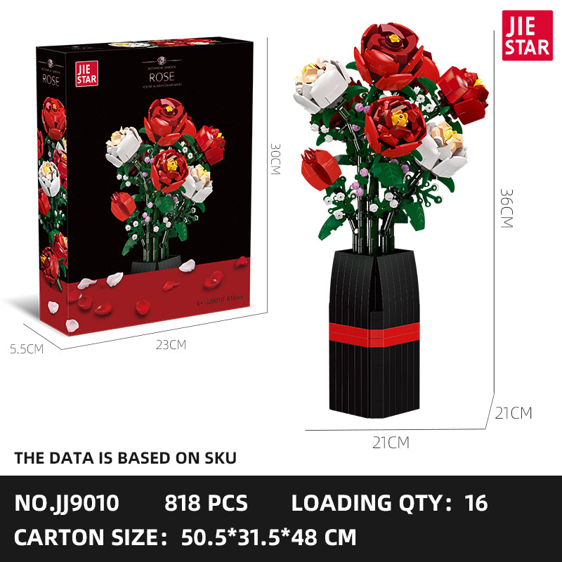 JIESTAR Fine Model. Rose Flower Building Block Set SKU image - JJ9010-sku.jpg