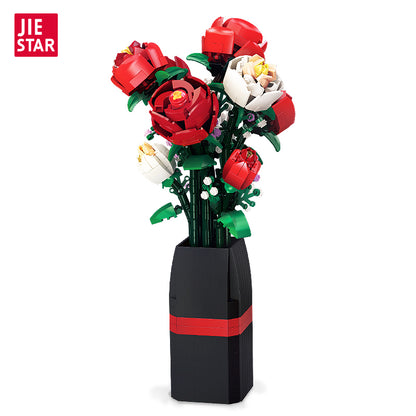JIESTAR Fine Model. Rose Flower Building Block Set - JJ9010-白底.jpg
