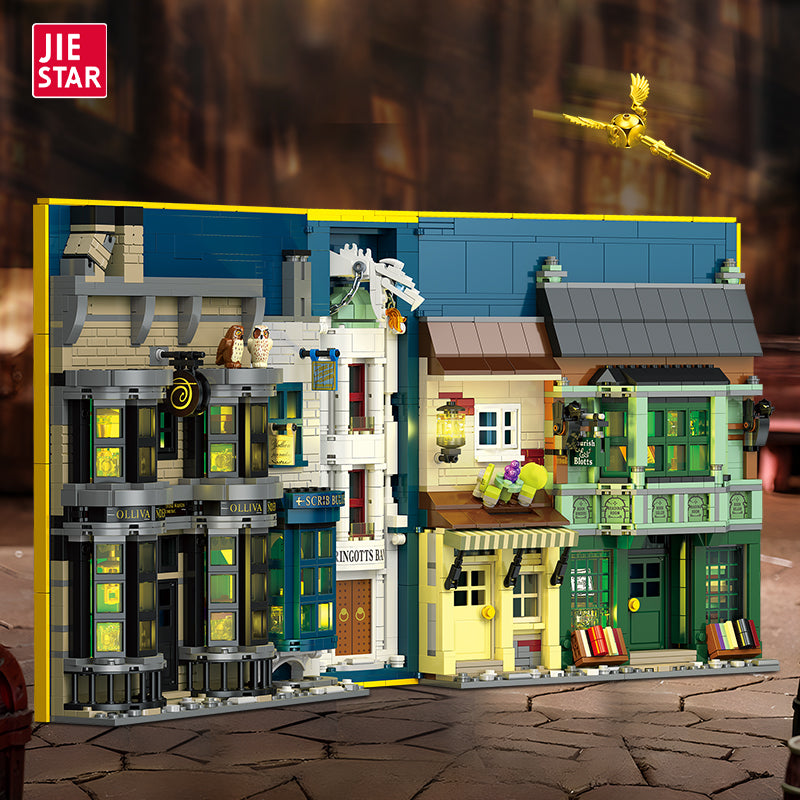 JIESTAR 对角巷书：奥利凡德魔杖店、丽痕书店【含Led灯光件】 Building Block Set - JJ9058-1.jpg