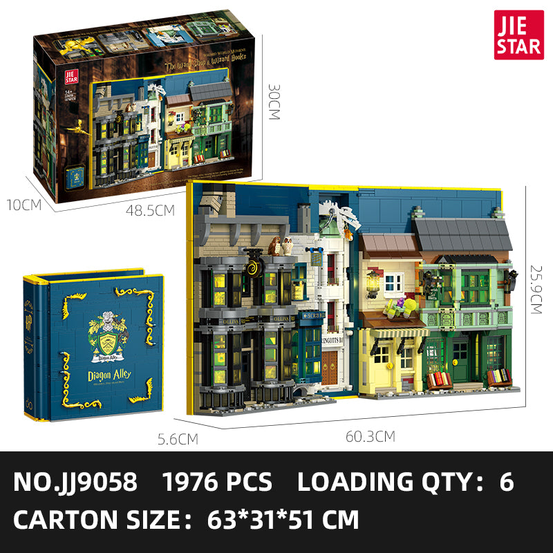 JIESTAR 对角巷书：奥利凡德魔杖店、丽痕书店【含Led灯光件】 Building Block Set SKU image - JJ9058-sku.jpg