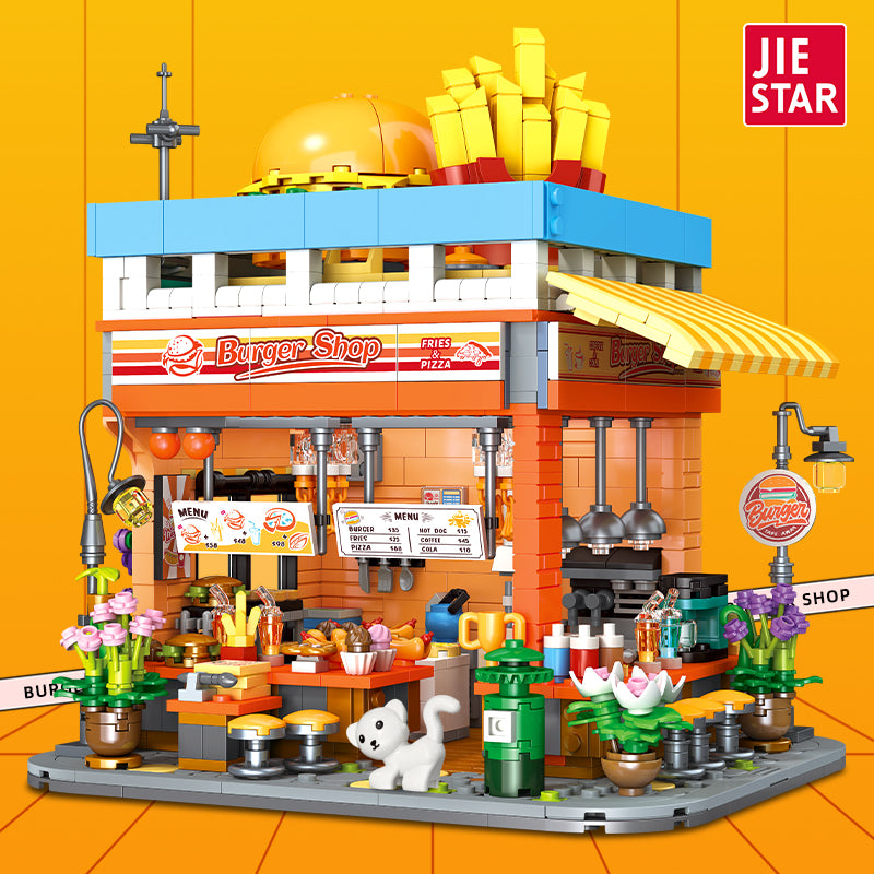 JIESTAR Burger Shop [Including Lighting Accessories*4 Tablets] Building Block Set - JJ9082-1.jpg