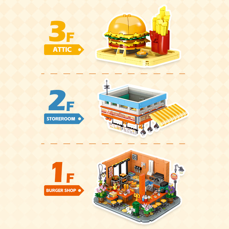 JIESTAR Burger Shop [Including Lighting Accessories*4 Tablets] Building Block Set - JJ9082-2.jpg