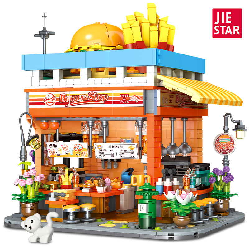 JIESTAR Burger Shop [Including Lighting Accessories*4 Tablets] Building Block Set - JJ9082-白底.jpg