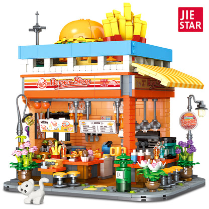 JIESTAR Burger Shop [Including Lighting Accessories*4 Tablets] Building Block Set - JJ9082-白底.jpg