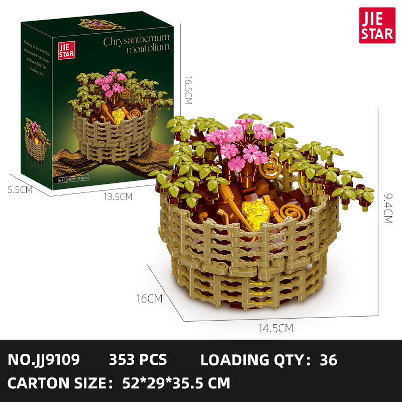 JIESTAR 千头菊盆栽 .内置Ag3扭扣电池*1粒 Building Block Set SKU image - JJ9109-sku.jpg