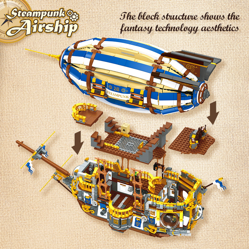 JIESTAR Steampunk Spaceship [Including Lighting Parts*3 Pieces] Building Block Set - JJ9126-4.jpg