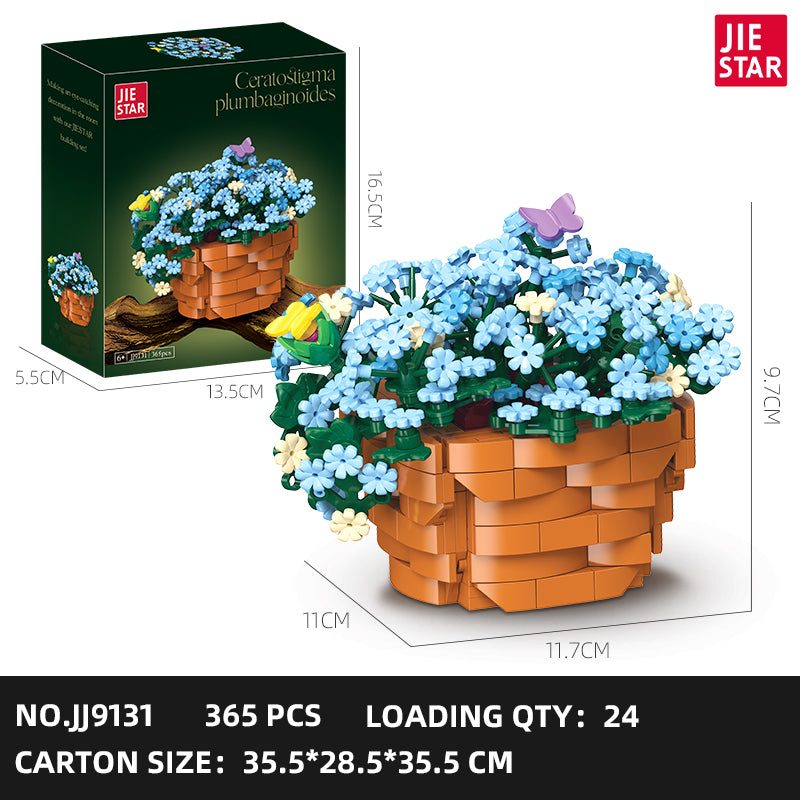 JIESTAR Blue Snowflake Potted Plant Building Block Set SKU image - JJ9131-sku.jpg