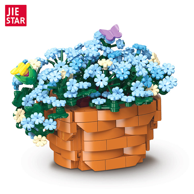 JIESTAR Blue Snowflake Potted Plant Building Block Set - JJ9131-白底.jpg