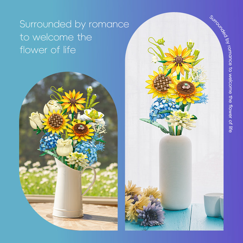 JIESTAR Sunflower Bouquet Building Block Set - JJ9196-4.jpg