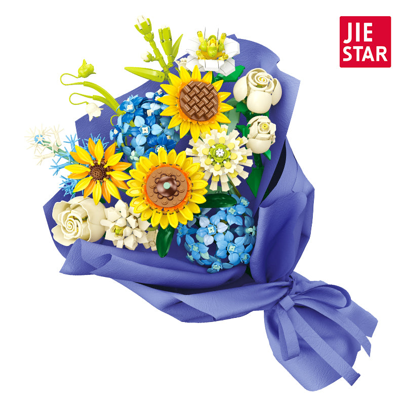JIESTAR Sunflower Bouquet Building Block Set - JJ9196-白底.jpg
