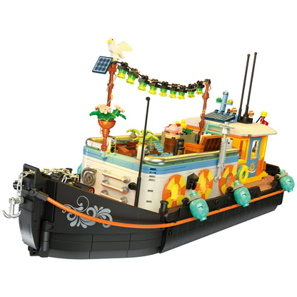 JIESTAR Canal Houseboat [Including Lighting Accessories] Built-In Ag3 Button Batteries * 3 Pieces Building Block Set - JJ9202-白底.jpg
