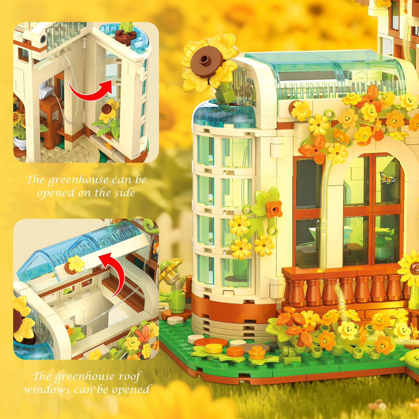 JIESTAR Sunflower Flower Shop [Including Lighting Accessories] Built-In Ag3 Button Batteries * 4 Pieces Building Block Set - JJ9204-2.jpg