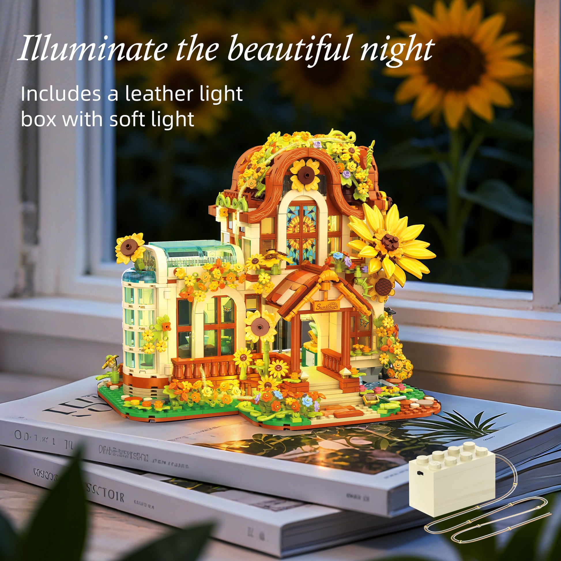 JIESTAR Sunflower Flower Shop [Including Lighting Accessories] Built-In Ag3 Button Batteries * 4 Pieces Building Block Set - JJ9204-3.jpg