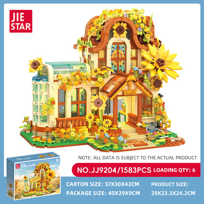 JIESTAR Sunflower Flower Shop [Including Lighting Accessories] Built-In Ag3 Button Batteries * 4 Pieces Building Block Set SKU image - JJ9204-sku.jpg